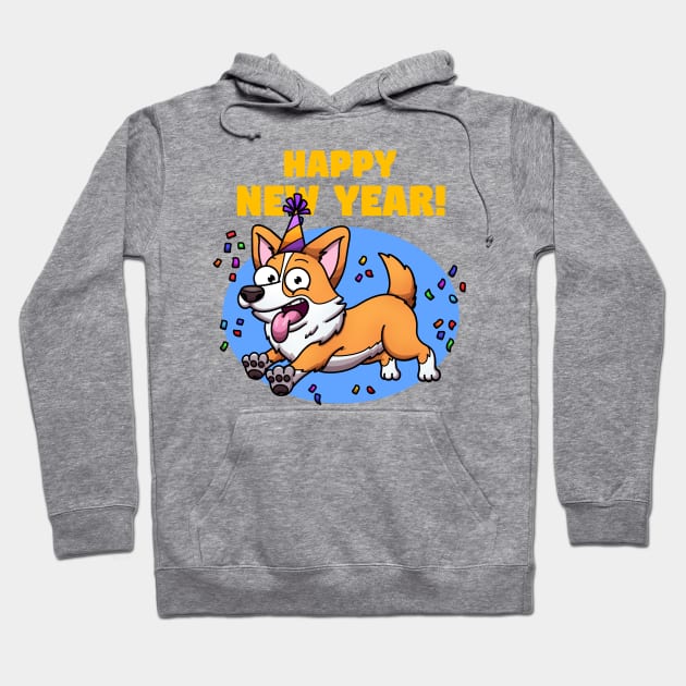 Cute Jumping New Year Corgi Dog Hoodie by TheMaskedTooner